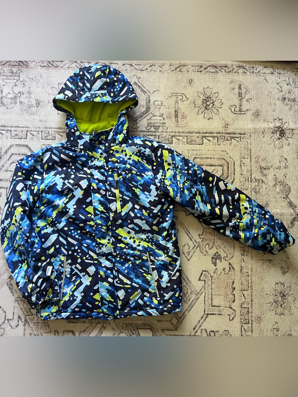 Kids'Winter Jacket in Blue & Lime